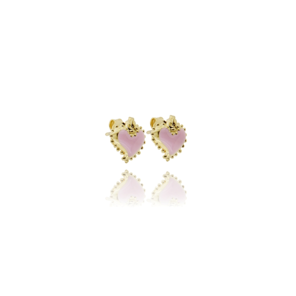 ORECCHINI A LOBO CUORE SACRO MM 13X10 IN ARGENTO MICROFUSO TIT 925 E SMALTO
