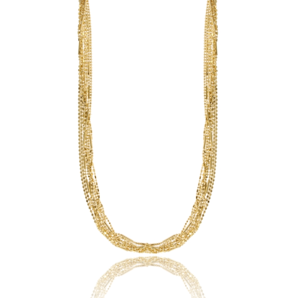 COLLANA PALLINE E SEGMENTI DIAMANTATI MULTIFILO IN ARGENTO TIT 925 CM 40-45