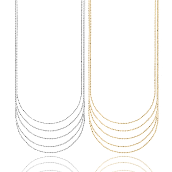 COLLANA PALLINE DIAMANTATE MULTIFILO IN ARGENTO TIT 925 CM 40-45