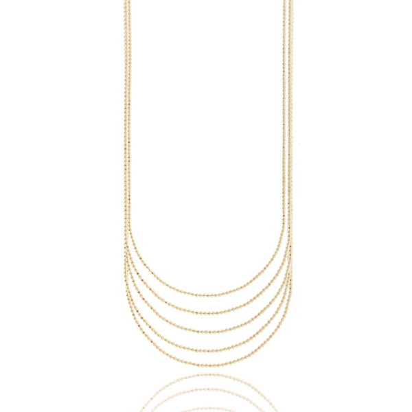 COLLANA PALLINE DIAMANTATE MULTIFILO IN ARGENTO TIT 925 CM 40-45