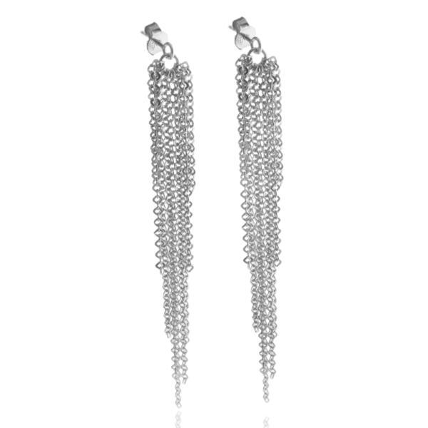 ORECCHINI PENDENTI FORZATINA DIAMANTATA MULTIFILO IN ARGENTO TIT 925 