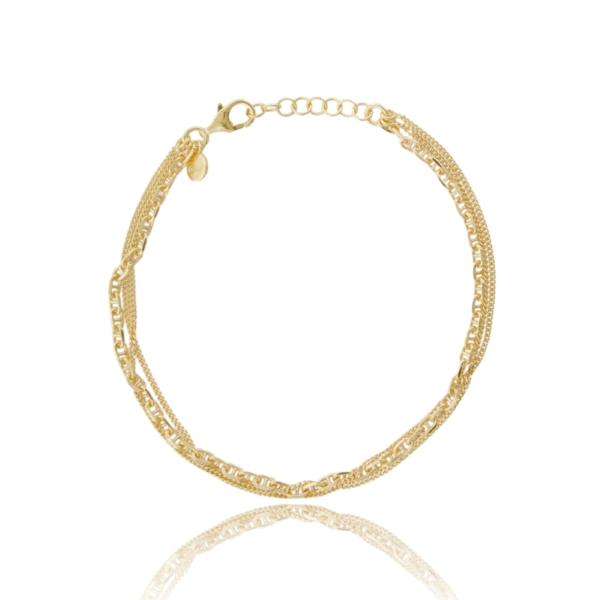 BRACCIALE CATENA A 3 FILI IN ARGENTO TIT 925 CM 17-19