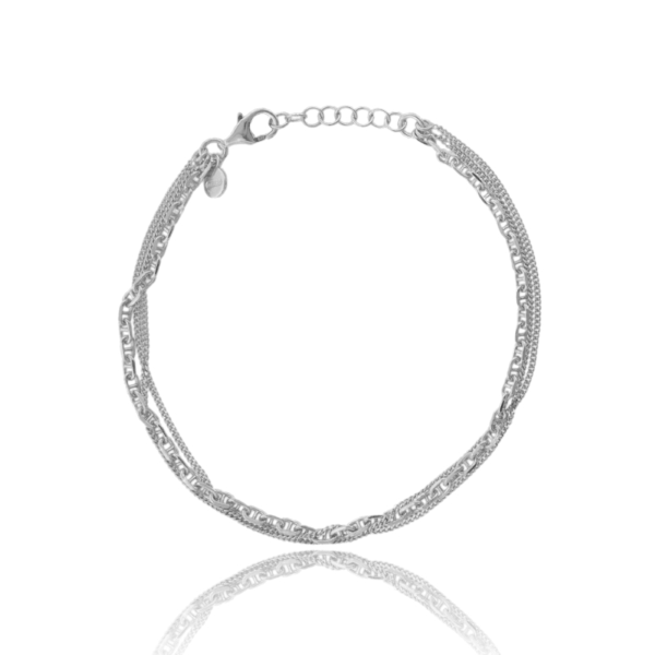 BRACCIALE CATENA A 3 FILI IN ARGENTO TIT 925 CM 17-19