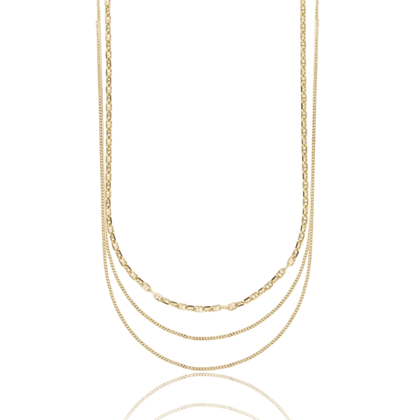 COLLANA CATENA A 3 FILI DEGRADE IN ARGENTO TIT 925 CM 40-45