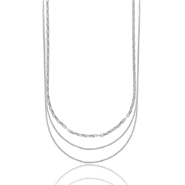 COLLANA CATENA A 3 FILI DEGRADE IN ARGENTO TIT 925 CM 40-45