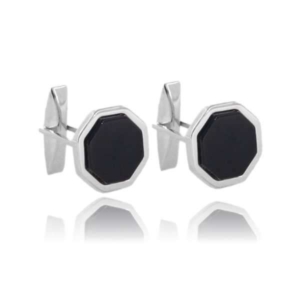 GEMELLI IN ARGENTO TIT 925 CON ONICE NERO