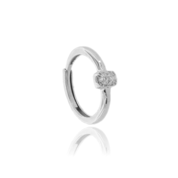 ANELLO CON RETTANGOLO DI ZIRCONI IN ARGENTO TIT 925 MISURA REGOLABILE