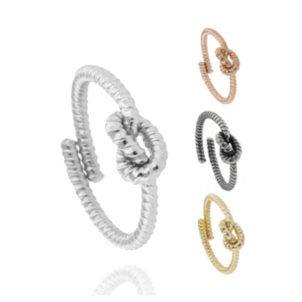 ANELLO NODO A CANNA RITORTA IN ARGENTO TIT 925‰ MISURA REGOLABILE