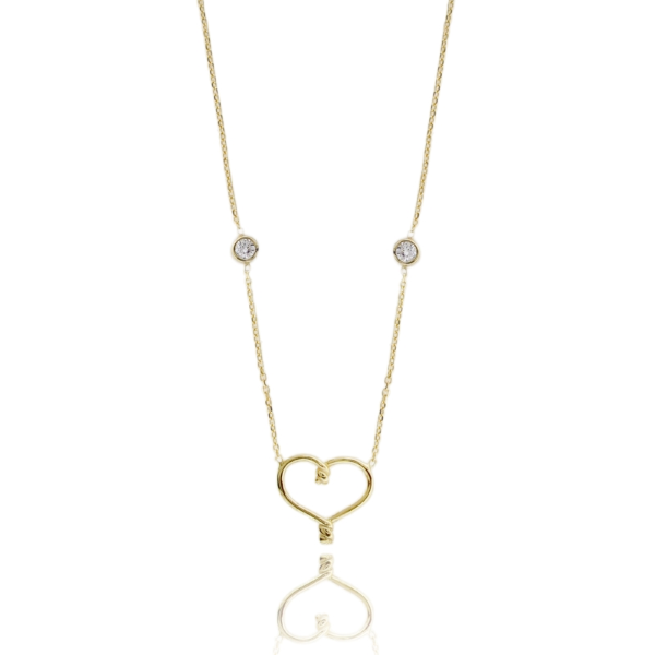 COLLANA FORZATINA CON CONTORNO CUORE IN ARGENTO TIT 925 E ZIRCONI CM 40-45