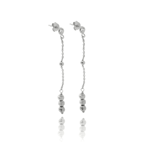 ORECCHINI PENDENTI SFERE DIAMANTATE IN ARGENTO TIT 925 E ZIRCONI