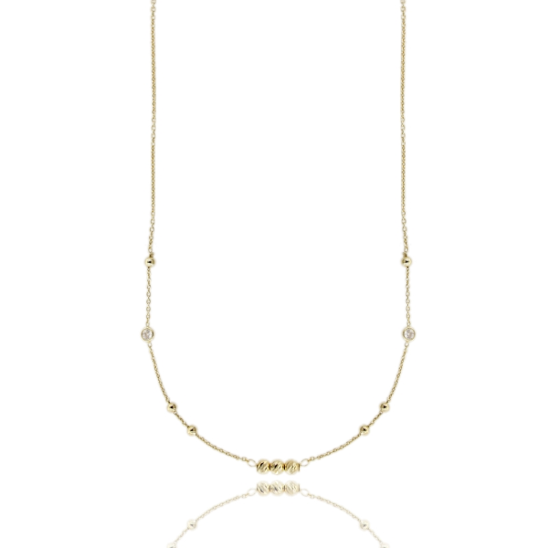 COLLANA FORZATINA CON SFERE DIAMANTATE IN ARGENTO TIT 925 E ZIRCONI CM 40-45