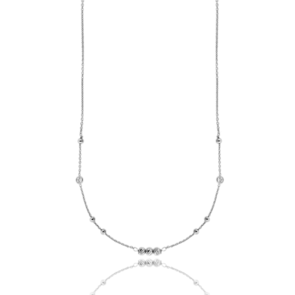 COLLANA FORZATINA CON SFERE DIAMANTATE IN ARGENTO TIT 925 E ZIRCONI CM 40-45
