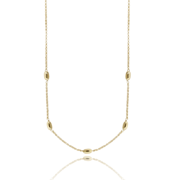 COLLANA ROLO' CON OLIVETTE MM 4 ALTERNATE IN ARGENTO TIT 925 CM 40-45