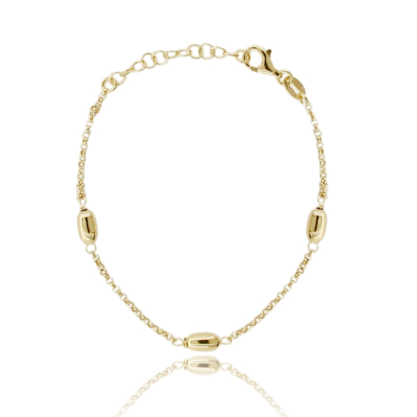 BRACCIALE ROLO' CON OLIVETTE MM 4 ALTERNATE IN ARGENTO TIT 925 CM 17-19