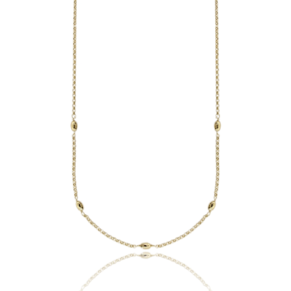COLLANA ROLO' CON OLIVETTE MM 3 ALTERNATE IN ARGENTO TIT 925 CM 40-45