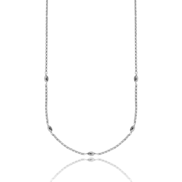 COLLANA ROLO' CON OLIVETTE MM 3 ALTERNATE IN ARGENTO TIT 925 CM 40-45