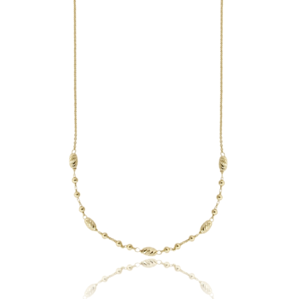 COLLANA FORZATINA CON OLIVETTE E SFERE IN ARGENTO TIT 925 CM 40-45