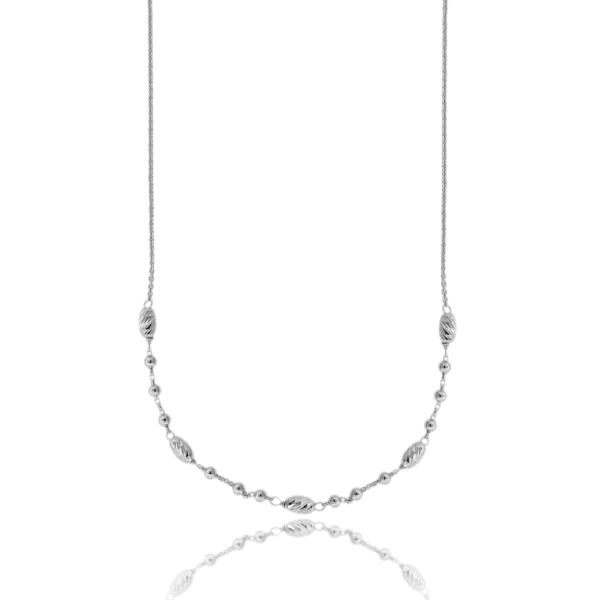 COLLANA FORZATINA CON OLIVETTE E SFERE IN ARGENTO TIT 925 CM 40-45