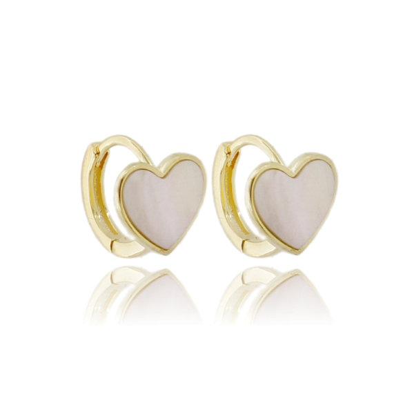 ORECCHINI A CERCHIO CON CUORE IN MADREPERLA IN ARGENTO TIT 925