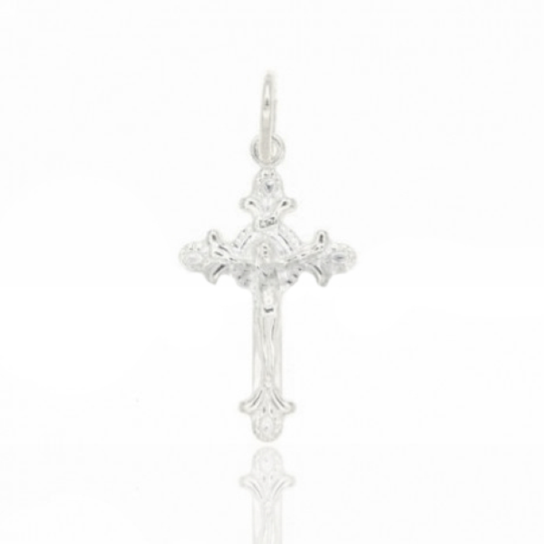 CIONDOLO CROCE MM 25X15 MICROFUSA A PUNTE IN ARGENTO TIT 925‰