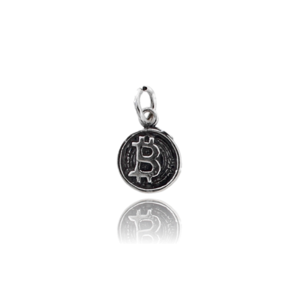 CIONDOLO BITCOIN MM 14 IN ARGENTO MICROFUSO BRUNITO TIT 800‰