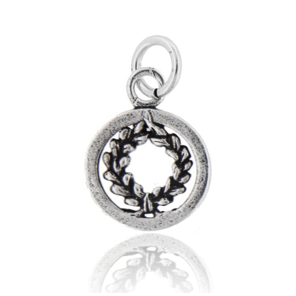 CIONDOLO TONDO MM 16 ALLORO IN ARGENTO BRUNITO TIT 800