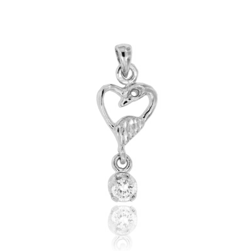 CIONDOLO CUORE MM 25X12 IN ARGENTO RODIATO TIT 925‰ E PUNTO LUCE PENDENTE