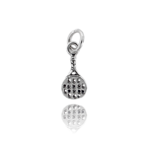 CIONDOLO RACCHETTA PADEL MM 20X9 IN ARGENTO MICROFUSO BRUNITO TIT 800‰