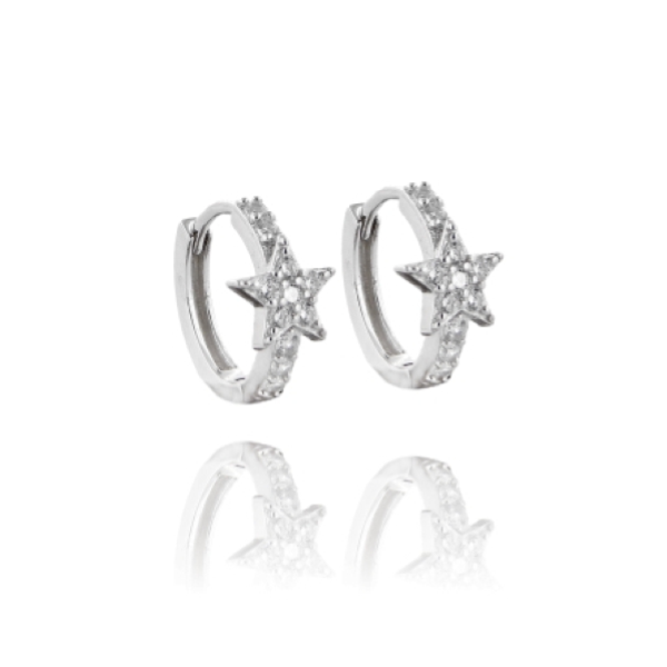 ORECCHINI A CERCHIO DIAM 10 CON STELLA IN ARGENTO  TIT 925 E ZIRCONI 