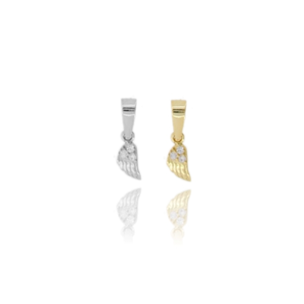 CIONDOLO ALA CON ZIRCONI BIANCHI MM 9X4 IN ARGENTO TIT 925