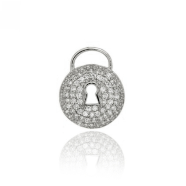 CIONDOLO CATENACCIO TONDO MM 18X15 IN AG TIT 925‰ E ZIRCONI