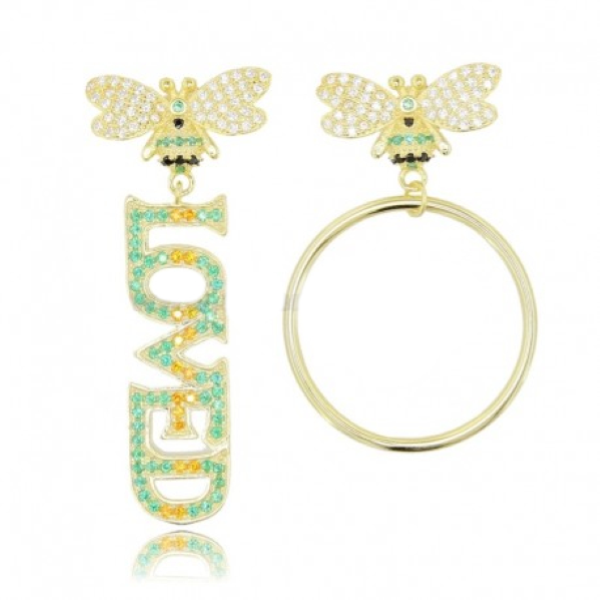 ORECCHINI APE LOVED IN ARGENTO DORATO TIT 925 E ZIRCONI COLORATI