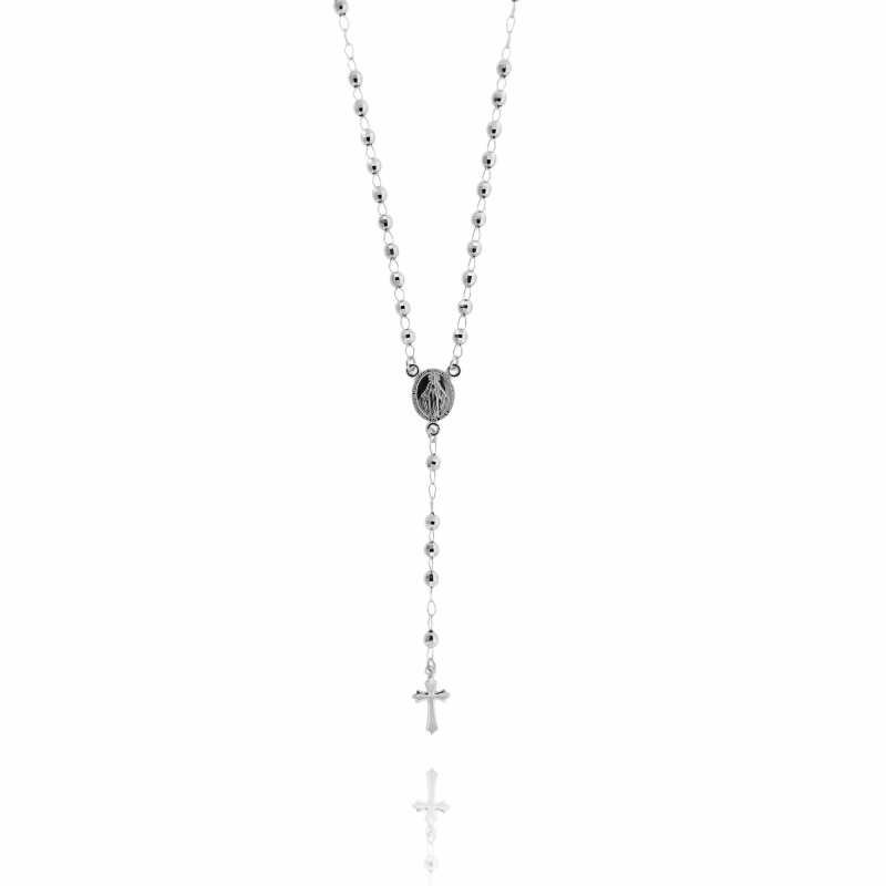 COLLANA ROSARIO A Y CON PALLINA FACCETTATA IN ARGENTO 925
