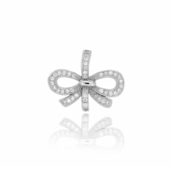CIONDOLO FIOCCO MM 16X20 IN ARGENTO RODIATO TIT 925‰ E ZIRCONI