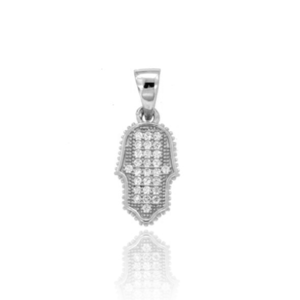 CIONDOLO MANO FATIMA MM 15X8 IN ARGENTO RODIATO TIT 925‰ E ZIRCONI