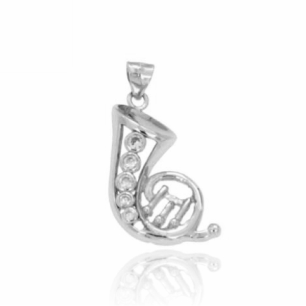 CIONDOLO TROMBA MM 26X13 IN ARGENTO TIT 925‰ E ZIRCONI
