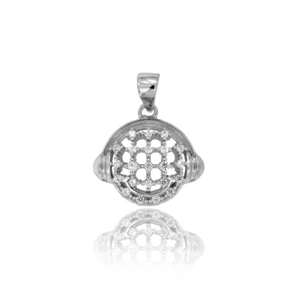 CIONDOLO BIMBO CON CUFFIE MM 15X17 IN ARGENTO RODIATO TIT 925‰ E ZIRCONI