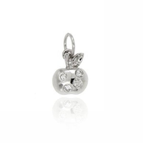 CIONDOLO MELA MM 12X9 IN ARGENTO TIT 925‰ E STRASS