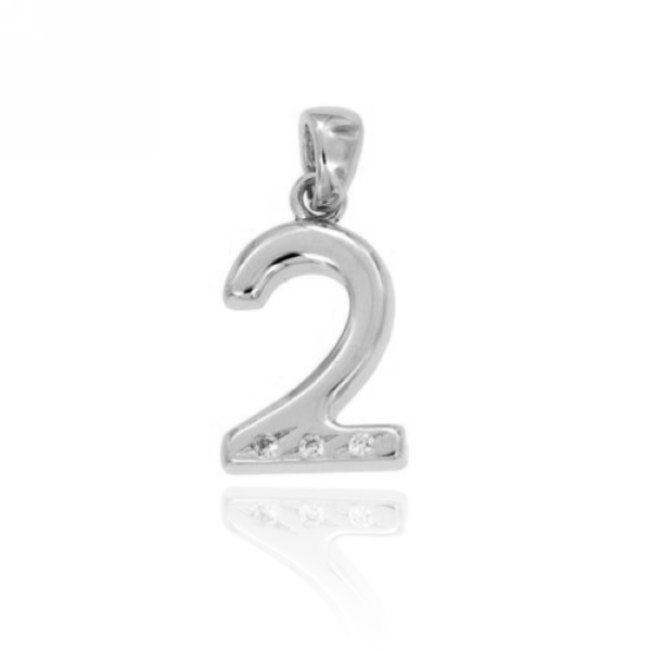 CIONDOLO NUMERO 2 MM 25X15 IN AG TIT 925‰ E ZIRCONI
