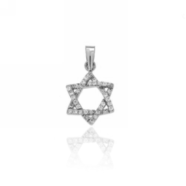 CIONDOLO STELLA DA 6 PUNTE MM 18X13 IN AG TIT 925‰ E ZIRCONI