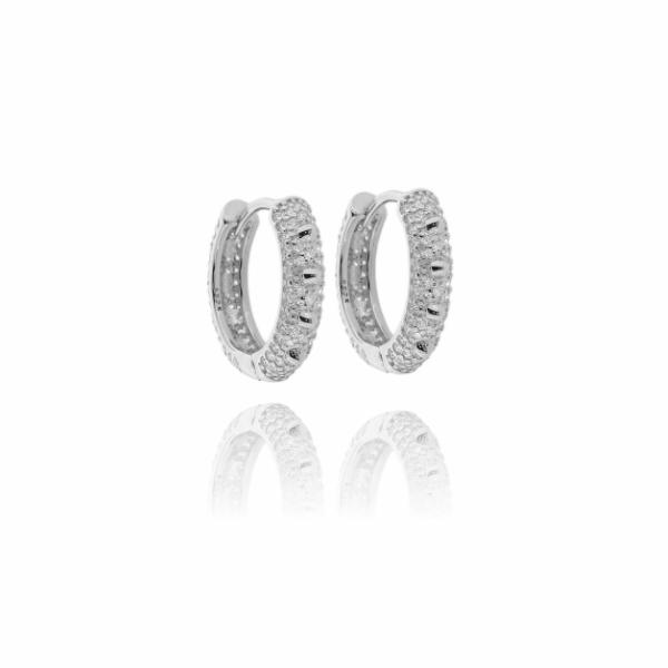 ORECCHINI A CERCHIO DIAMANTATI 14 IN ARGENTO TIT 925 E ZIRCONI
