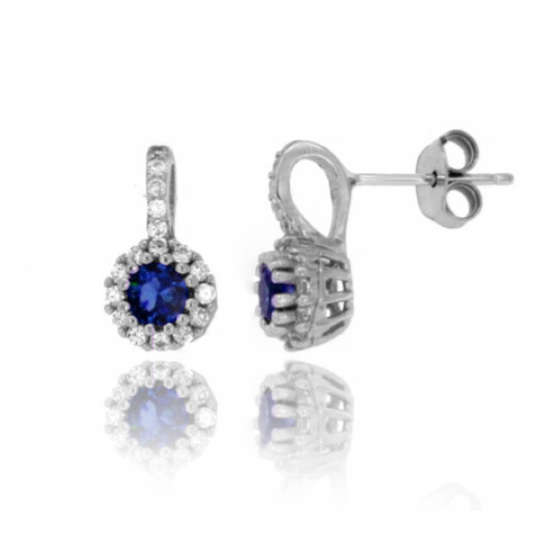 ORECCHINI TONDI MM 14X7 IN ARGENTO RODIATO TIT 925‰ E ZIRCONI