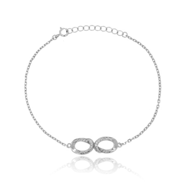 BRACCIALE ROLO' CON INFINITO E ZIRCONI IN ARGENTO RODIATO TIT 925‰ CM 17-20