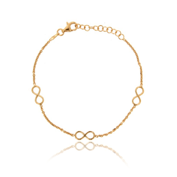 BRACCIALE FORZATINA CON 3 INFINITO ALTERNATI IN ARGENTO ROSATO TIT 925 CM 17-19