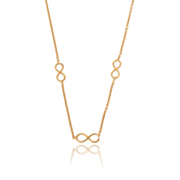 COLLANA FORZATINA CON 3 INFINITO ALTERNATI IN ARGENTO ROSATO TIT 925 CM 17-19