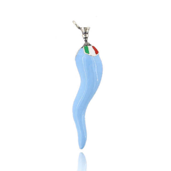 CIONDOLO CORNO COPPA MM 60X12 IN ARGENTO MICROFUSO TIT 800‰ E SMALTO