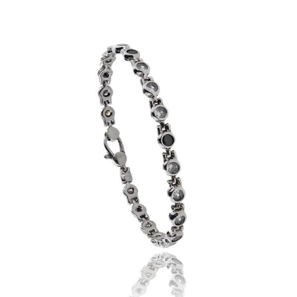 BRACCIALE UOMO TENNIS MM 5 IN ARGENTO RODIATO TIT 925 E ZIRCONI CM 19
