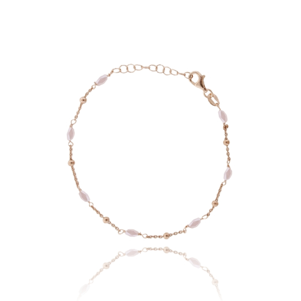 BRACCIALE ROLO' CON PIETRE E SFERE ALTERNATE IN ARGENTO ROSATO TIT 925 CM 17-19