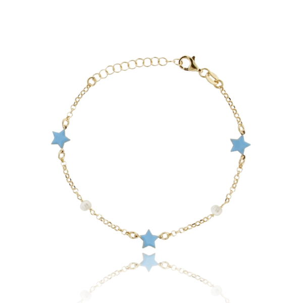 BRACCIALE ROLO' CON SIMOLI SMALTATI E PERLE IN ARGENTO DORATO TIT 925 CM 17-19
