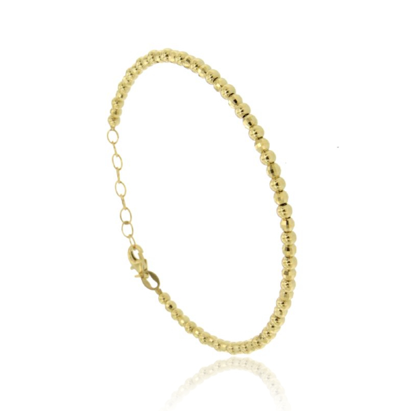 BRACCIALE CON SFERE LUCIDE E SFERE DIAMANTATE MM 3 IN ARGENTO TIT 925 CM 17-21